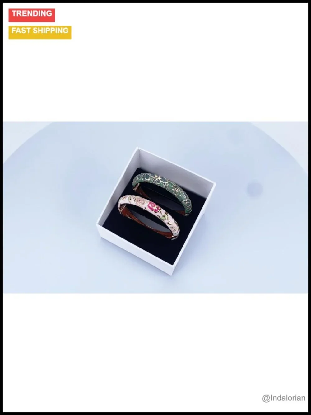 Fashion Cloisonne Bracelets Set Plated Enameled Spring Hinged Metal Cuff